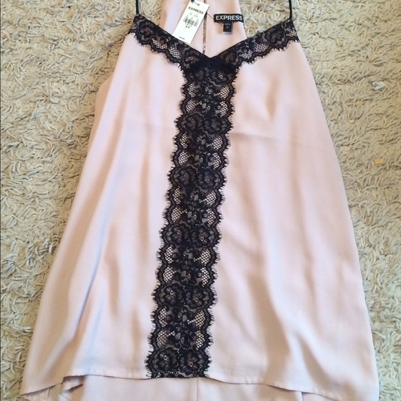 Light Pink Top with Black Lace