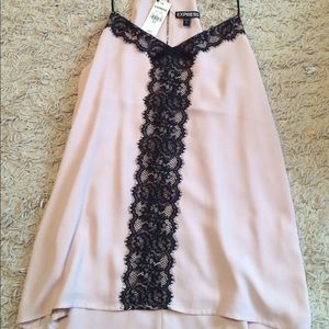 Light Pink Top with Black Lace