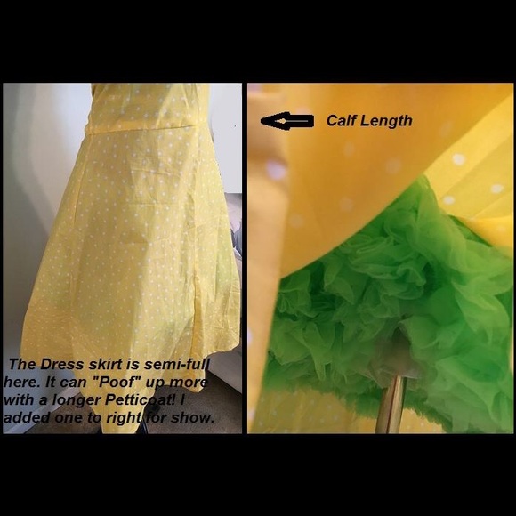 1960s VINTAGE Yellow Polka Dot A-LINE Dress (MED) - Picture 4 of 4