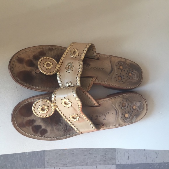 Camel/tan/nude and gold jack Rogers size 8