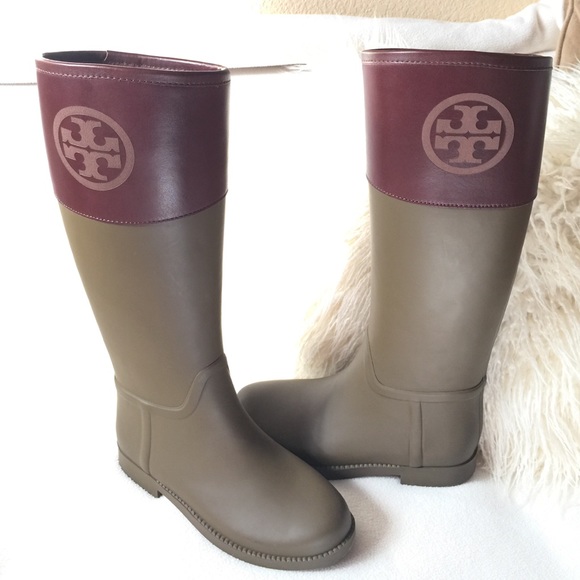 Tory Burch Shoes - Tory Burch Tall matte rubber/leather rain boots
