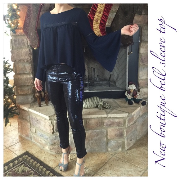 Crochet Inset Bell Sleeve Top - Picture 3 of 4