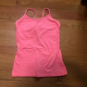 Pink Lululemon Power Y tank, size 4