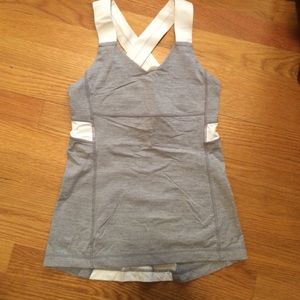 Super cute white and silver Lululemon tank.