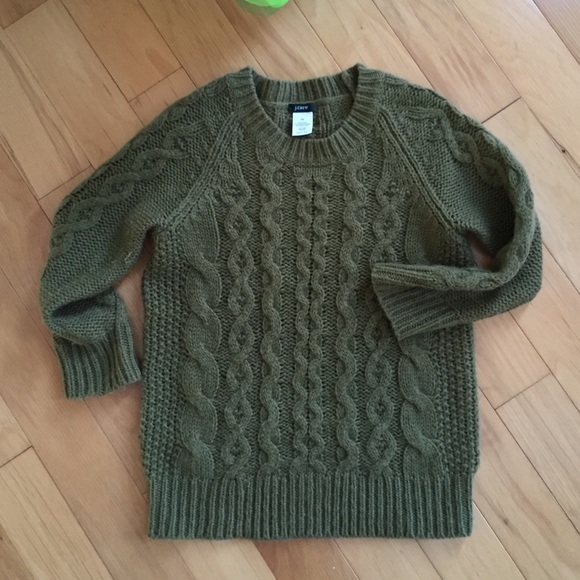 J crew olive green sweater Small acrylic/wool