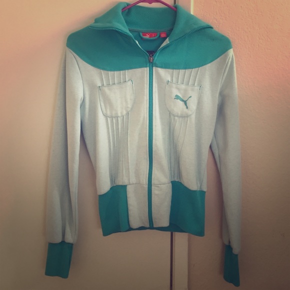 PUMA Zip-up Sweater Small Turquoise