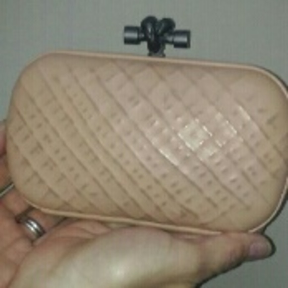 *sold* Bottega Veneta embossed leather knot clutch