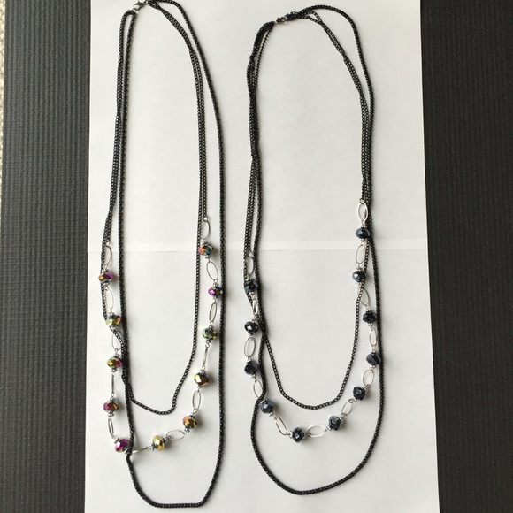 Black chain beaded necklace