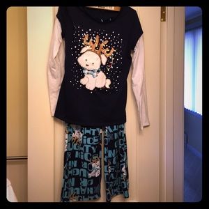 Justice girls PJ set with Christmas puppy