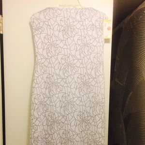 White with black glitter strapless dress