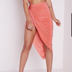 New asymmetrical wrap skirt in color - RUST