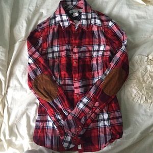 Red flannel with elbow pads