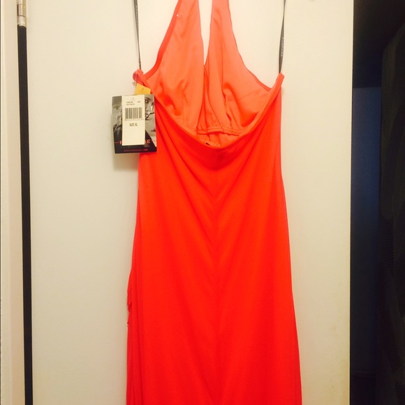 Coral halter top dress/gown - Picture 2 of 4