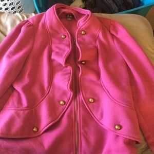 Dots coat & pink sweater