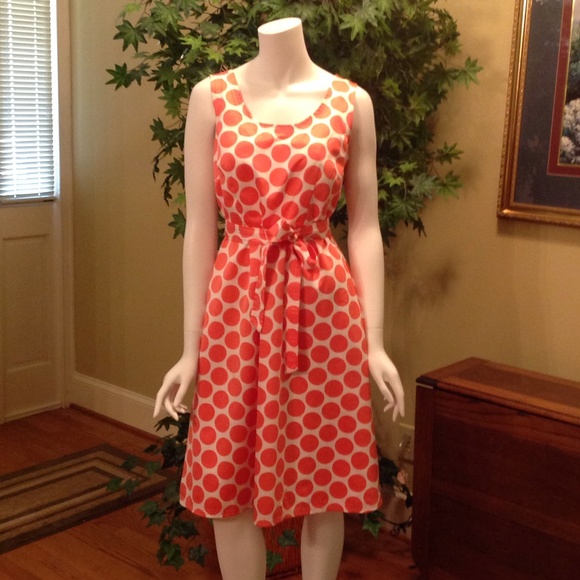 Orange & White polka dot Dress Size 10