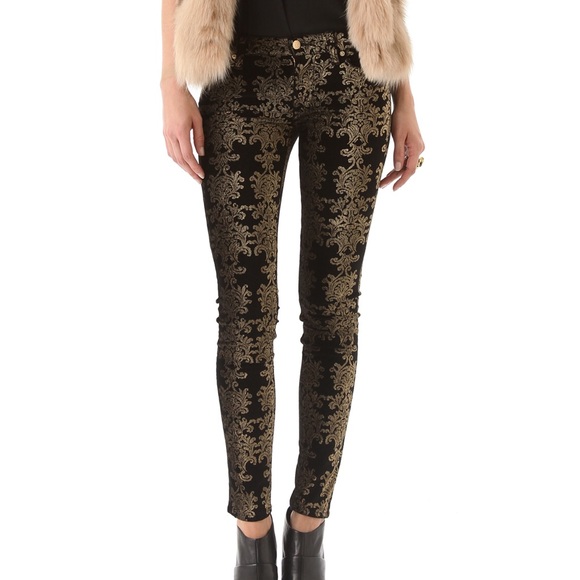 7 Gold Jeans Brocade Foil Print Velvet Size 26