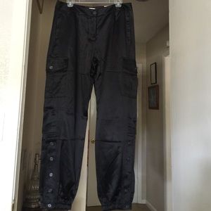 Chico's black satin cargo pants 2.