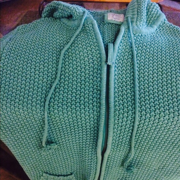 Teal green chunky zip up sweater - Picture 1 of 2