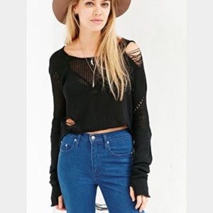 UO Lip Service Shredded Sweater