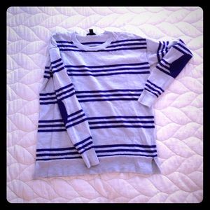 J crew stripe sweater w elbow patches