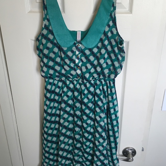 Green polka dot dress.