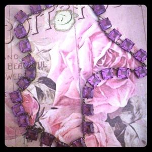 Purple Princess cut with a silver bronze necklace