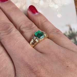 Emerald cut Natural Colombian Emerald Ring