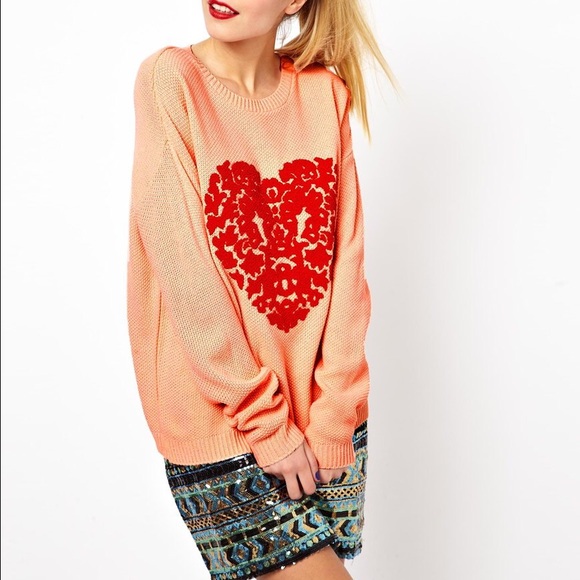 ASOS beaded heart sweater