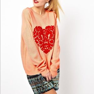 ASOS beaded heart sweater