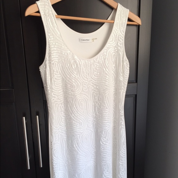 Shimmery white fitted dress - Calvin Klein