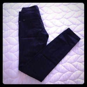 Aqua sparkly pink coated denim. Luxe. Size 25.