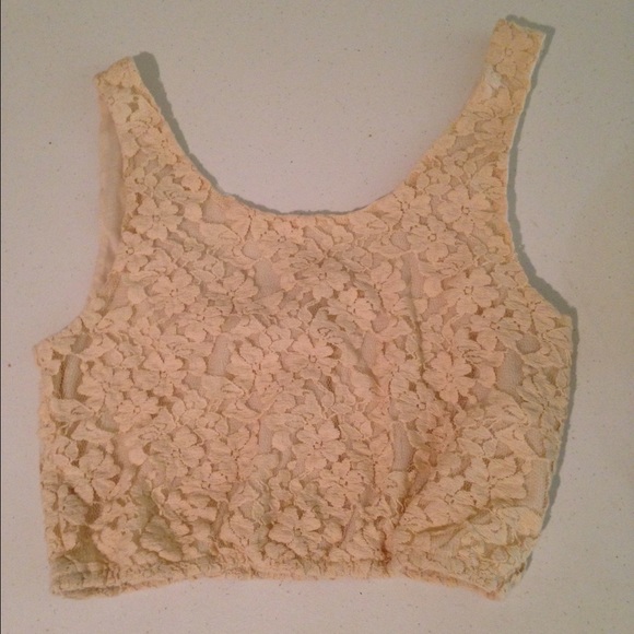 Cream floral crop top