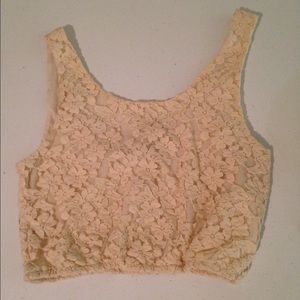 Cream floral crop top