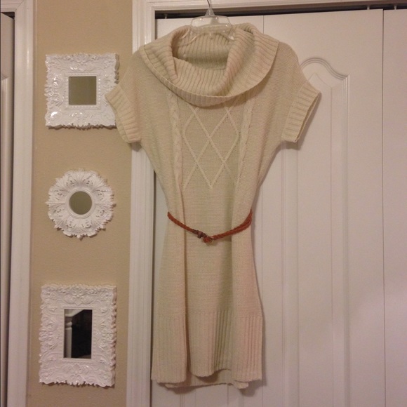 l.e.i sweater dress with scarf neck line