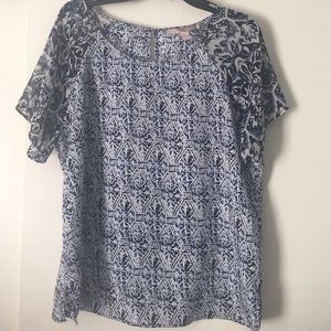 Blue and black Aztec blouse