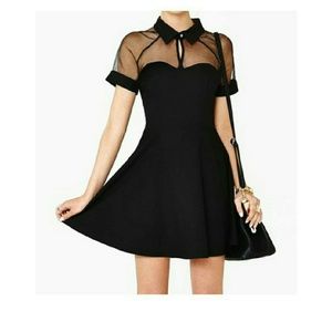 Abody black mesh top skater dress