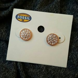Fossil rose gold circular studs