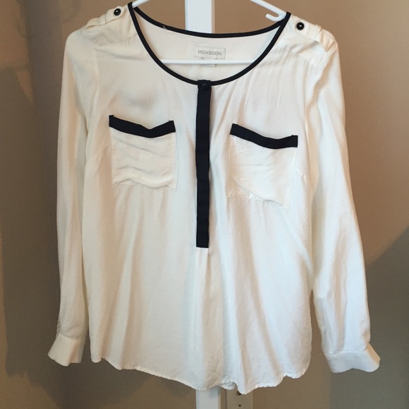 Monsoon white silk top