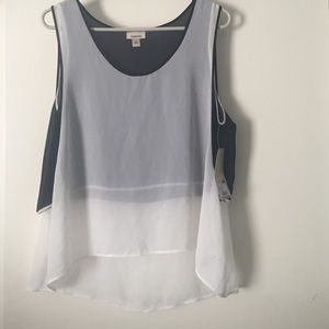 Black and white shear blouse