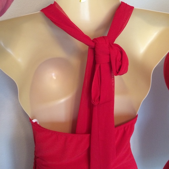 BEAUTIFUL RUBY RED COCKTAIL DRESS - Picture 3 of 4