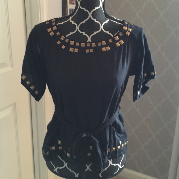 Black shirt with gold embellishments