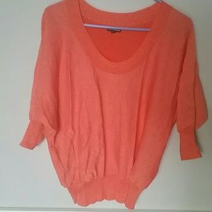 Express coral/orange sparkle sweater, size small