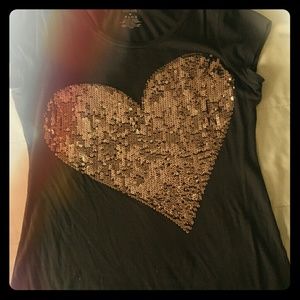 Black heart sequence shirt