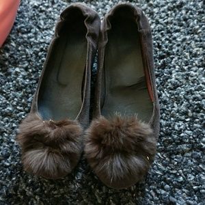 Stuart weitzman furball suede flat size 5M