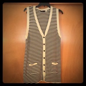 Navy & white striped sweater vest.