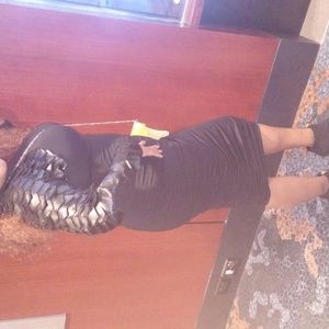 Black dress with scale sleeve