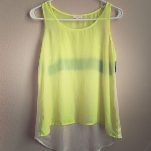 Tank top with neon, blue & white back