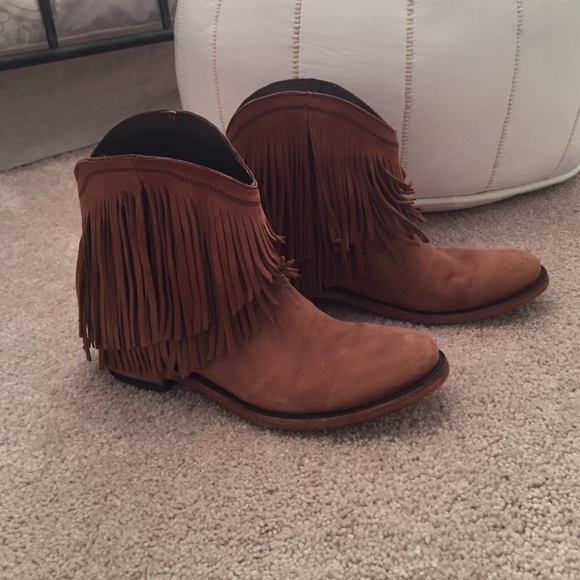 Liberty Black Suede Fringe bootie size 7