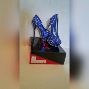 Blue and silver heels