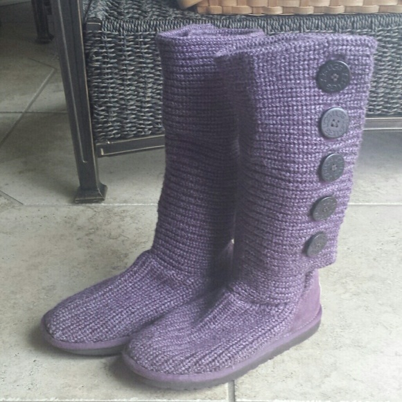 Purple knit UGG boots.